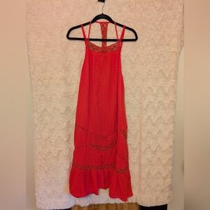 Anthropologie Vibrant Red Backless Dress